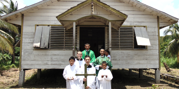 After Mass at the IVE summer mission trip in Guyana