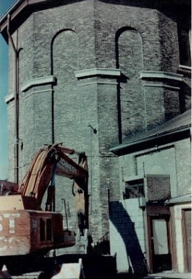 Crain outside Saint Francis of Assisi Church 