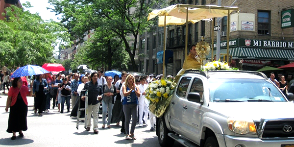 Institute of the Incarnate Word (IVE), St. Paul in Harlem, NY have a Eucharistic Procession